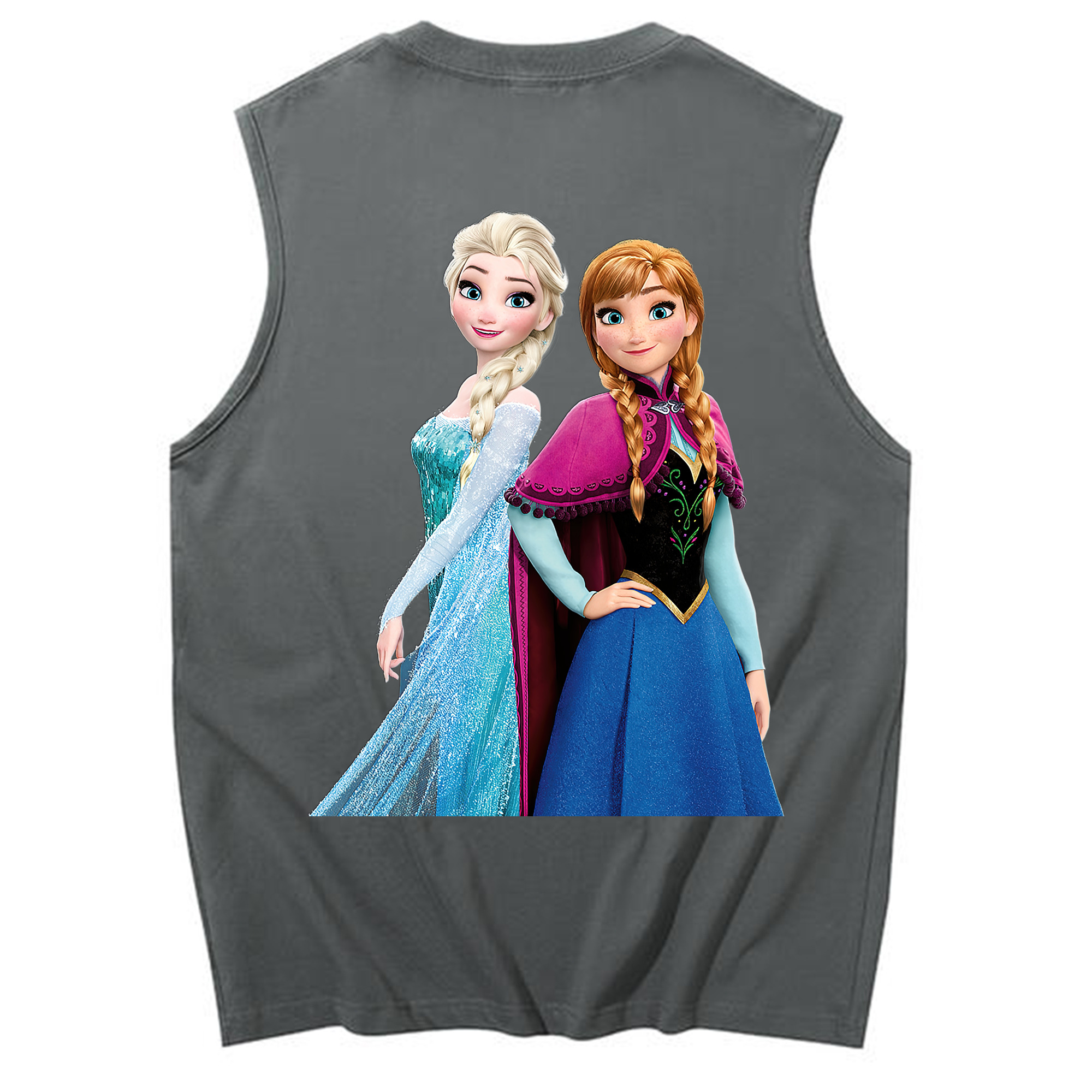 （画像用） アナと雪の女王 アンナ エルサ Frozen Anna Elsa コットン100％タンクトップ（背面プリント）